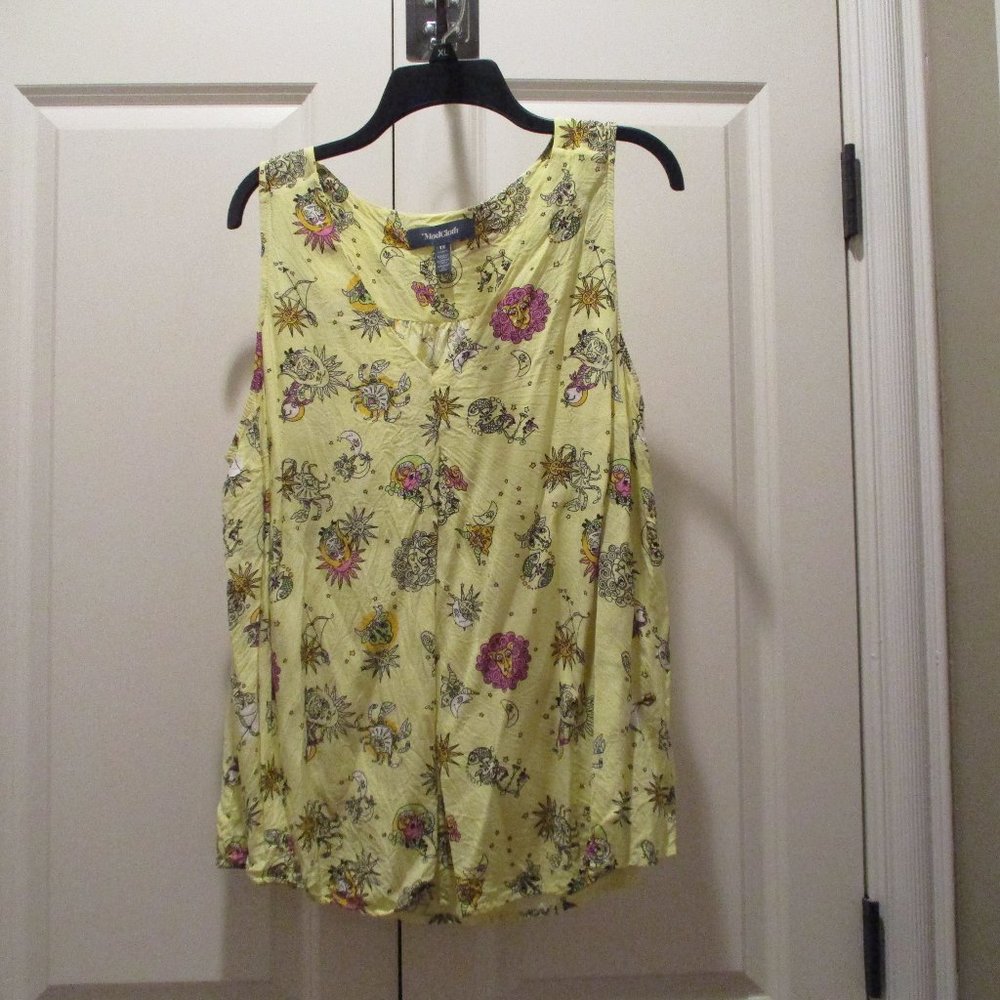 Modcloth yellow blouse with astrological print